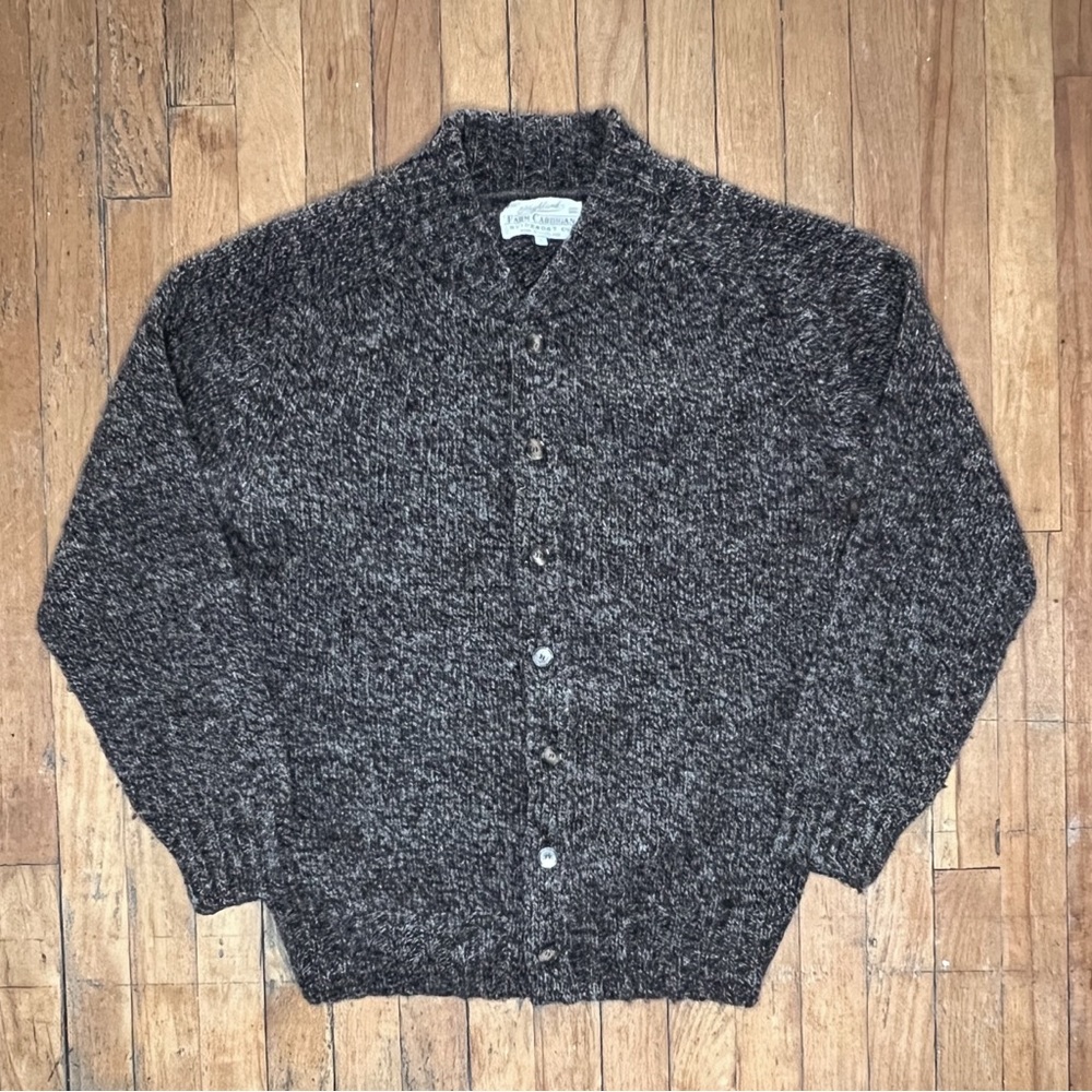 Farm Cardigan - Wool Charcoal Brown (Size L)